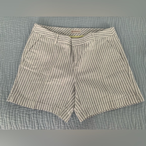 Nice pair of blue gray & white cotton comfy shorts. Merona Size 4. - Picture 4 of 6